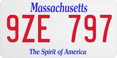 MA license plate 9ZE797