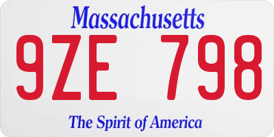 MA license plate 9ZE798