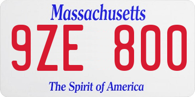 MA license plate 9ZE800