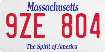 MA license plate 9ZE804