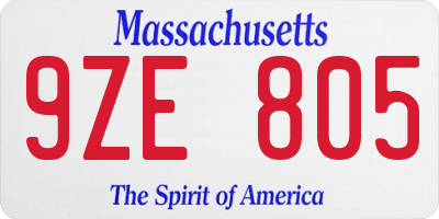 MA license plate 9ZE805