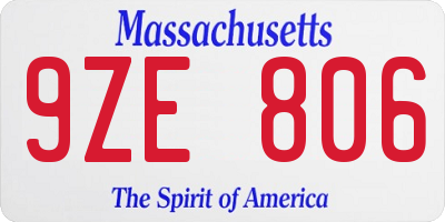 MA license plate 9ZE806