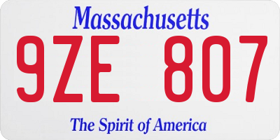 MA license plate 9ZE807