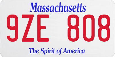 MA license plate 9ZE808