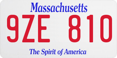 MA license plate 9ZE810