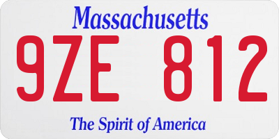 MA license plate 9ZE812