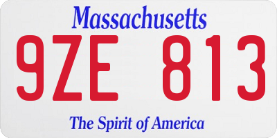 MA license plate 9ZE813