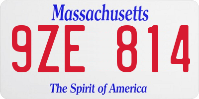 MA license plate 9ZE814