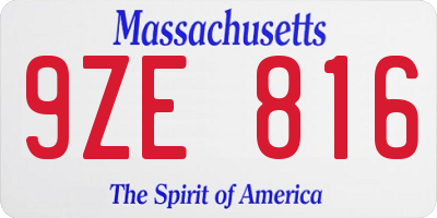 MA license plate 9ZE816