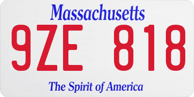 MA license plate 9ZE818