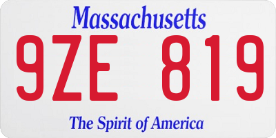 MA license plate 9ZE819
