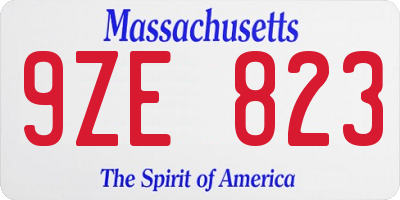 MA license plate 9ZE823