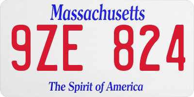 MA license plate 9ZE824