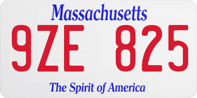 MA license plate 9ZE825