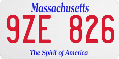 MA license plate 9ZE826