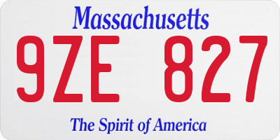 MA license plate 9ZE827