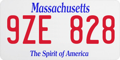 MA license plate 9ZE828