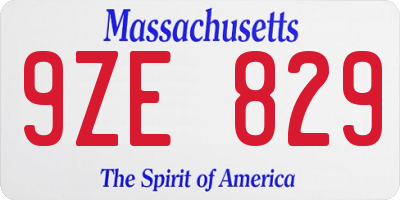 MA license plate 9ZE829