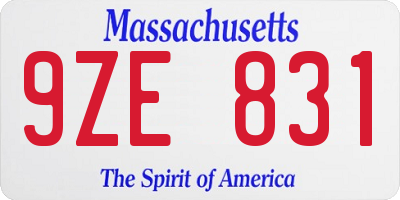 MA license plate 9ZE831