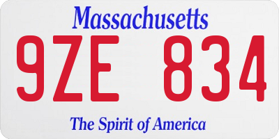 MA license plate 9ZE834