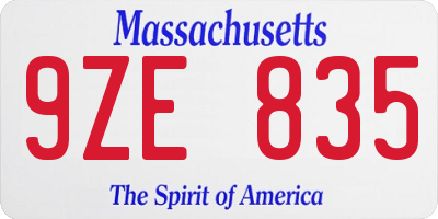 MA license plate 9ZE835