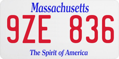 MA license plate 9ZE836