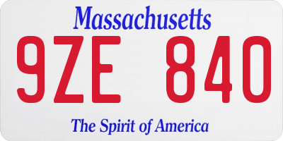 MA license plate 9ZE840