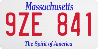 MA license plate 9ZE841