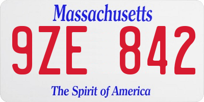 MA license plate 9ZE842