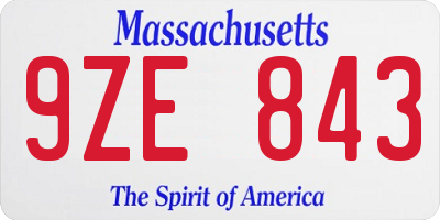 MA license plate 9ZE843