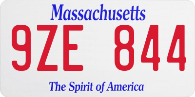 MA license plate 9ZE844