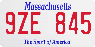 MA license plate 9ZE845