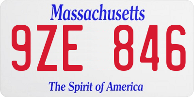 MA license plate 9ZE846