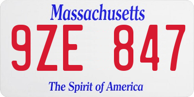 MA license plate 9ZE847