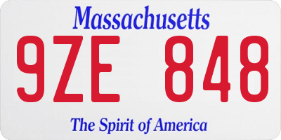 MA license plate 9ZE848