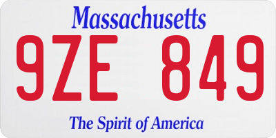 MA license plate 9ZE849