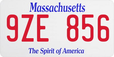 MA license plate 9ZE856