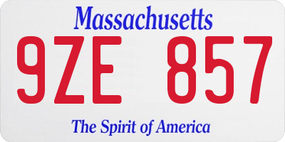 MA license plate 9ZE857