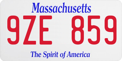 MA license plate 9ZE859