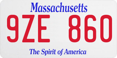 MA license plate 9ZE860