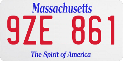 MA license plate 9ZE861