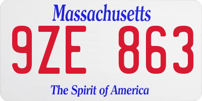 MA license plate 9ZE863