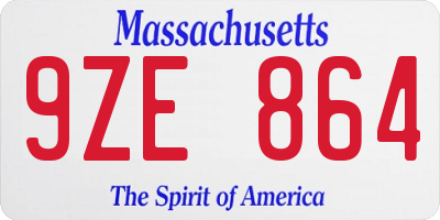MA license plate 9ZE864