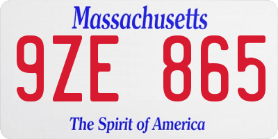 MA license plate 9ZE865