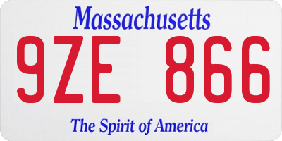 MA license plate 9ZE866