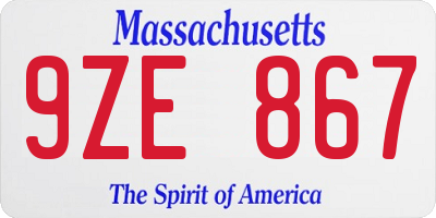 MA license plate 9ZE867