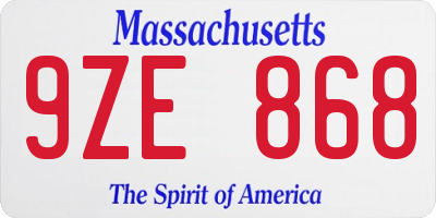 MA license plate 9ZE868