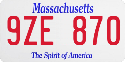 MA license plate 9ZE870