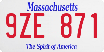 MA license plate 9ZE871