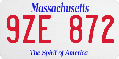 MA license plate 9ZE872